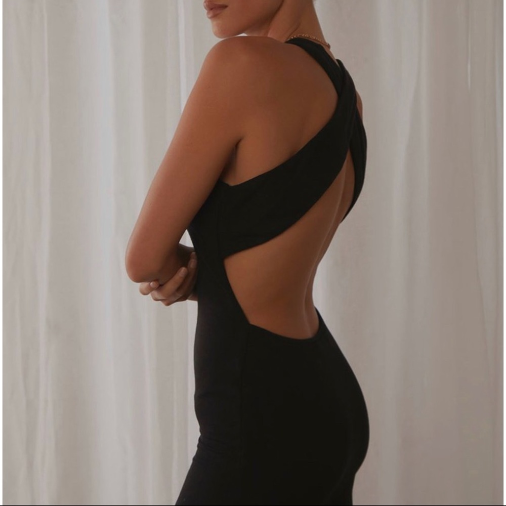 Zara cross back open maxi tight dress